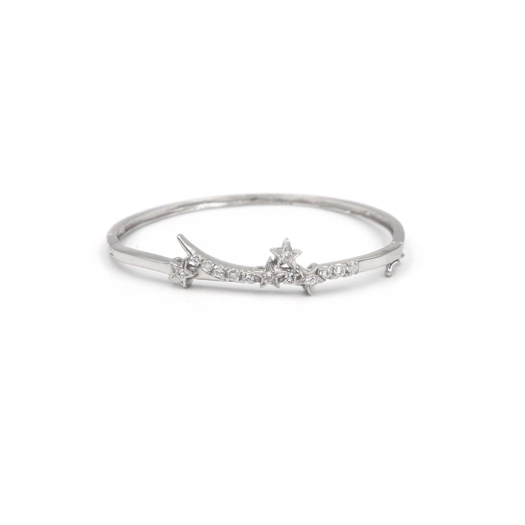 18K White Gold Bangles with Starry Diamonds