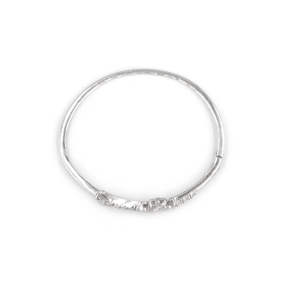 18K White Gold Bangles with Starry Diamonds