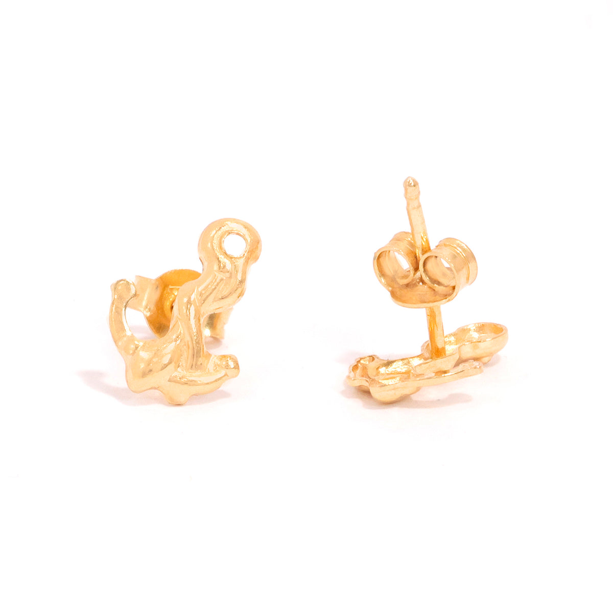 18K Gold Earrings – Unique Abstract Stud Design - Main View