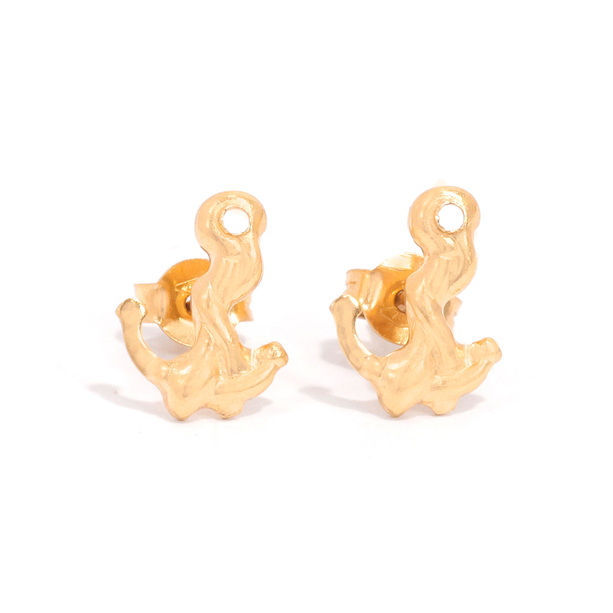18K Gold Earrings – Unique Abstract Stud Design - Close View
