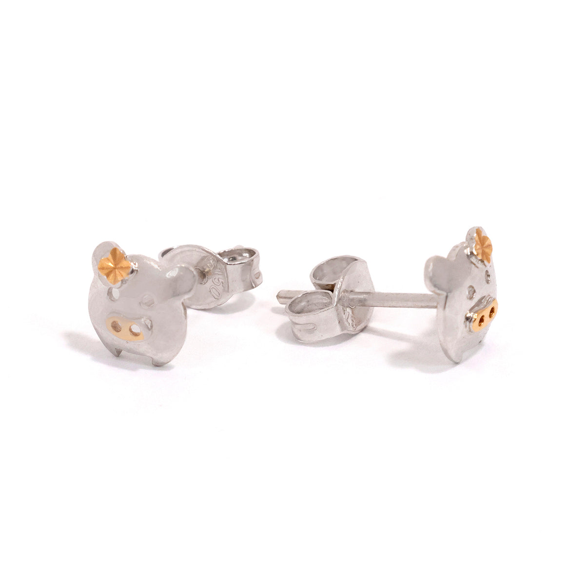 18K Gold Earrings with Cute Bear Stud Design - Zero Making Charge - Main View