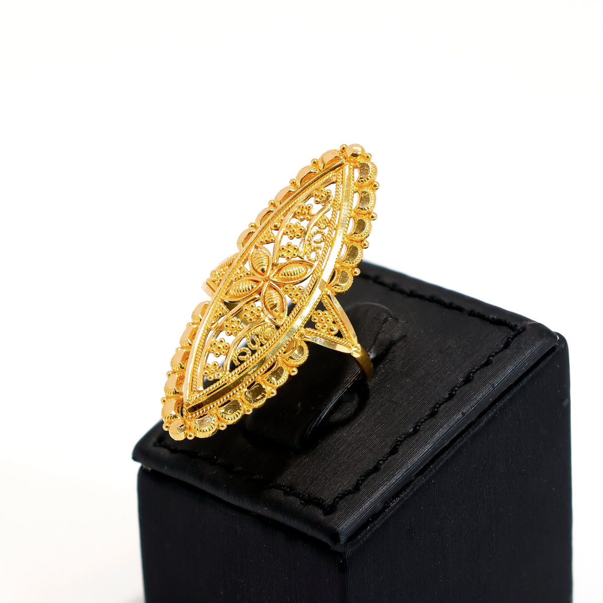 22K Gold Ring – multi-layer woven gold ring design – Side Angle