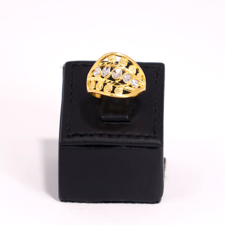22K Gold Ring - Two-tone Beaded Design with Openwork - Main View