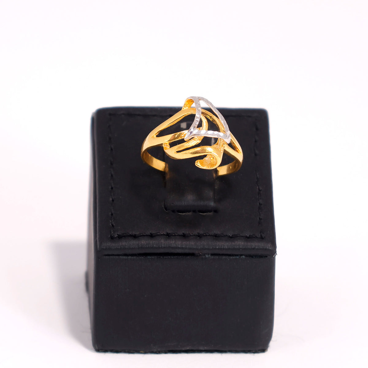 22K Dual Tone Gold Ring - Unique Geometric Design - Main View