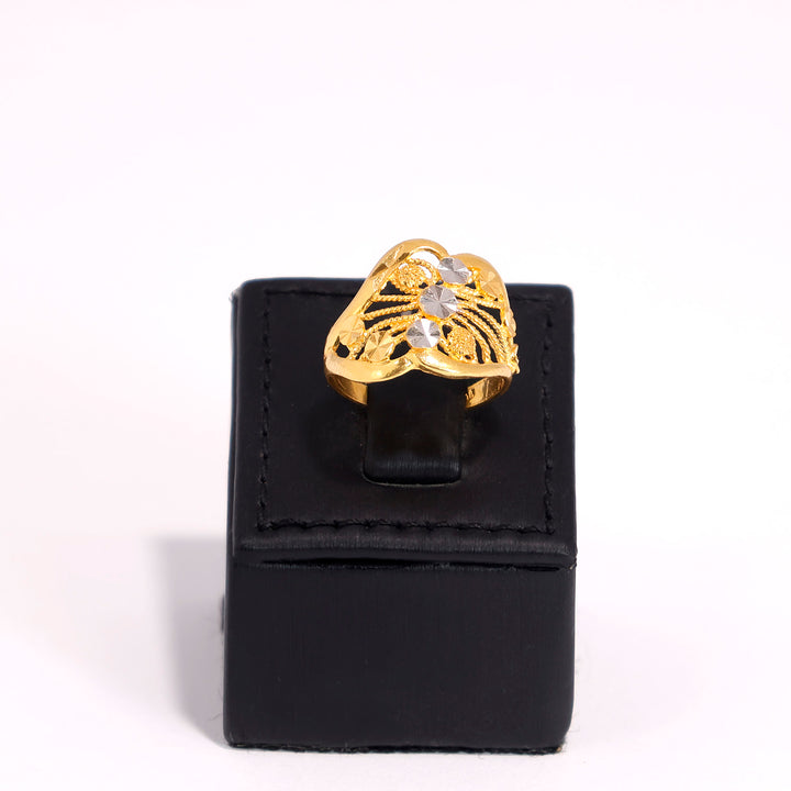 22K Gold Ring - Modern Two-tone Pattern - Zero Making Charge - Main View