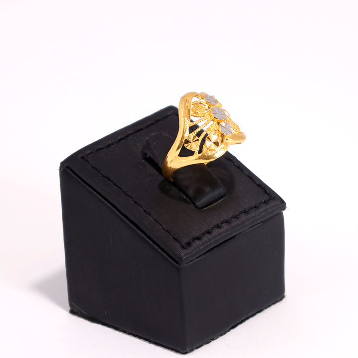 22K Gold Ring - Modern Two-tone Pattern - Zero Making Charge - Side Angle