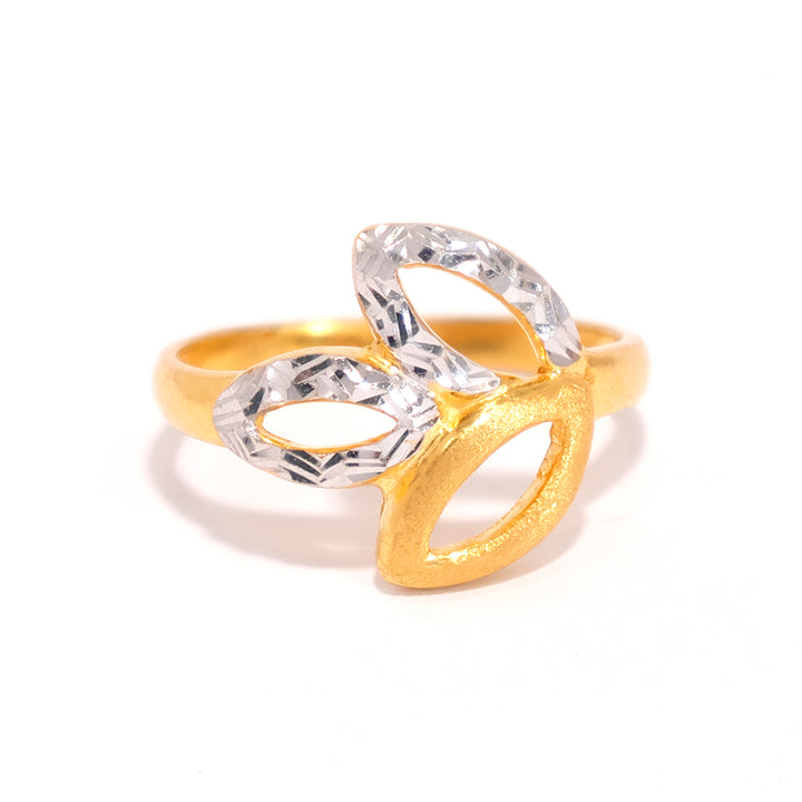 22K Gold Ring – Open Marquise Trio Design – Zero Making Charge - Main View