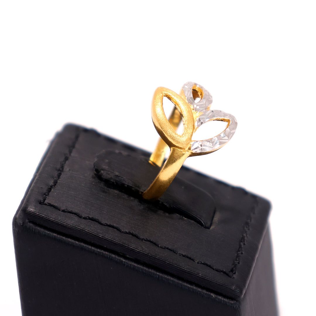 22K Gold Ring – Open Marquise Trio Design – Zero Making Charge - Side Angle
