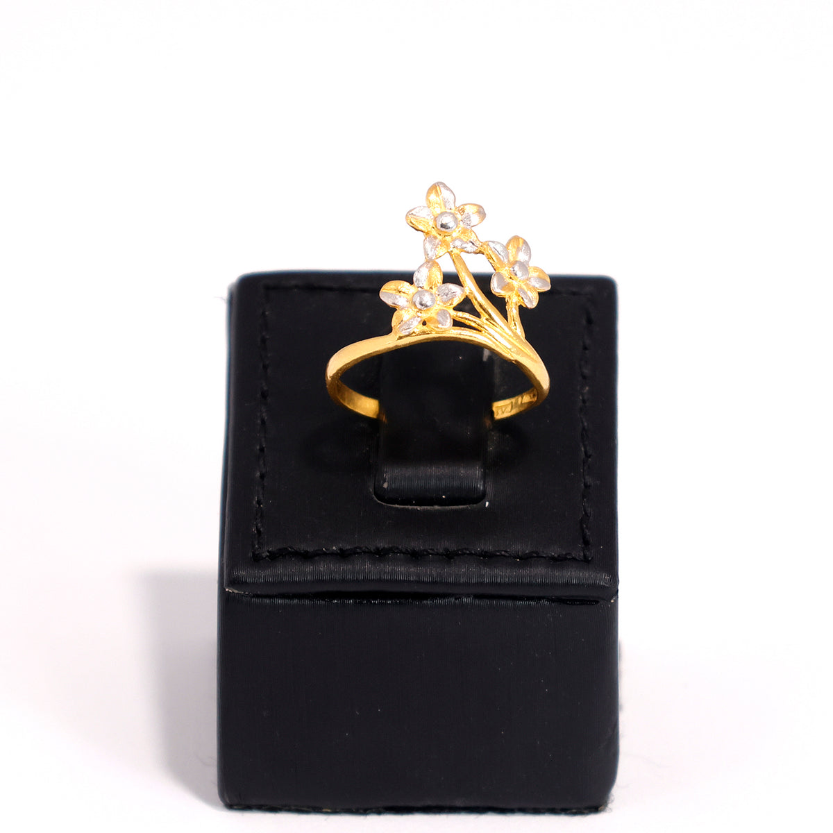 22K Gold Ring - Triple Flower Design - Zero Making Charge - Main View