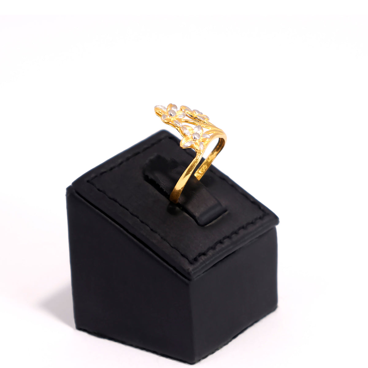 22K Gold Ring - Triple Flower Design - Zero Making Charge - Main View
