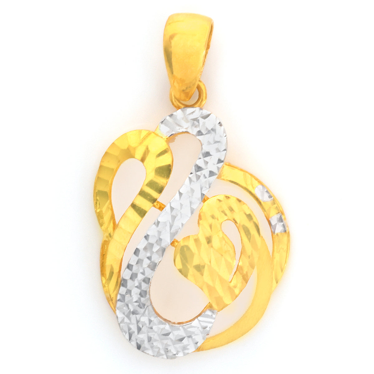 22K Gold Two-Tone Abstract Swirl Pendant - Zero making charge