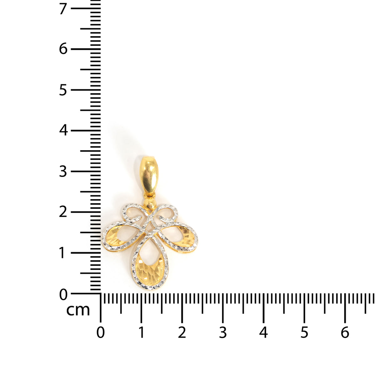 22K  Gold Pendant - Two Tone Design - Zero Making Charge - Size Reference