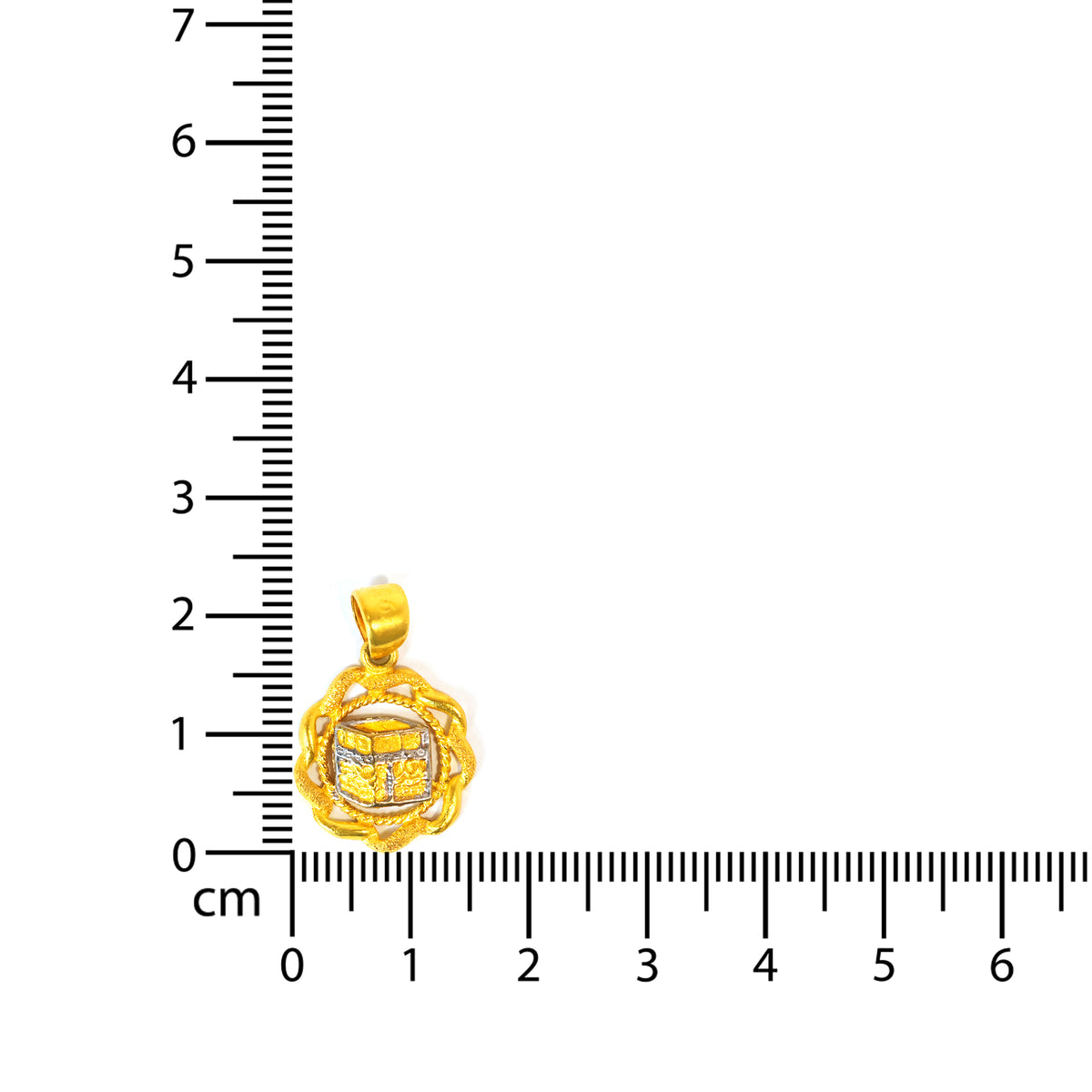 ذهب معلقة مع ruler لـ scale on white background