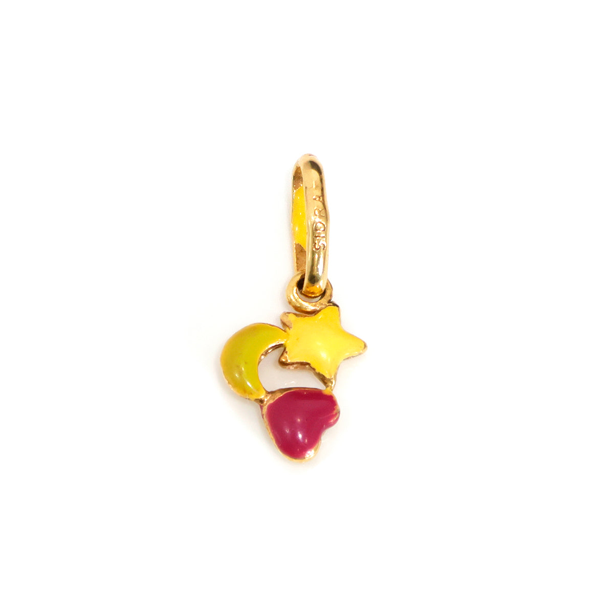 18K Gold Charms & Pendants – Colourful Moon & Star Design – Main View