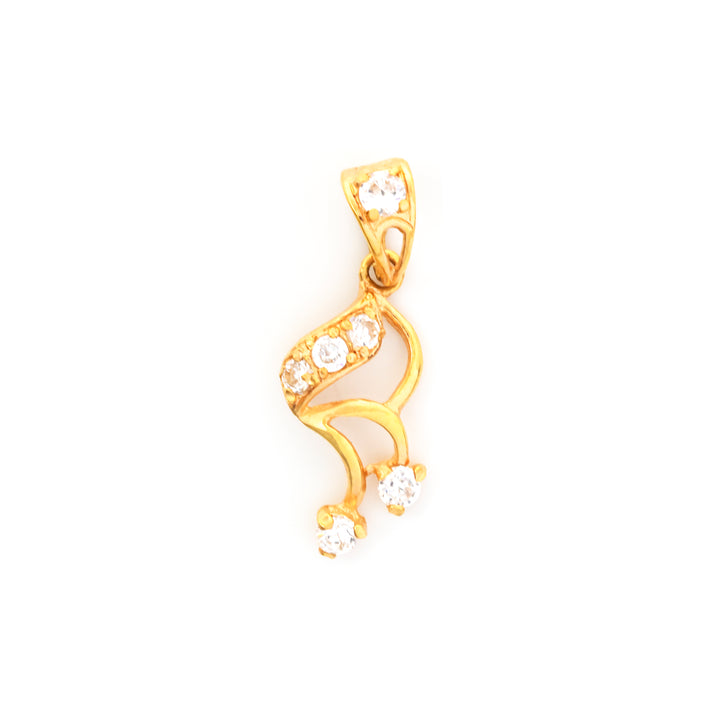 Gold pendant with clear stones on a white background