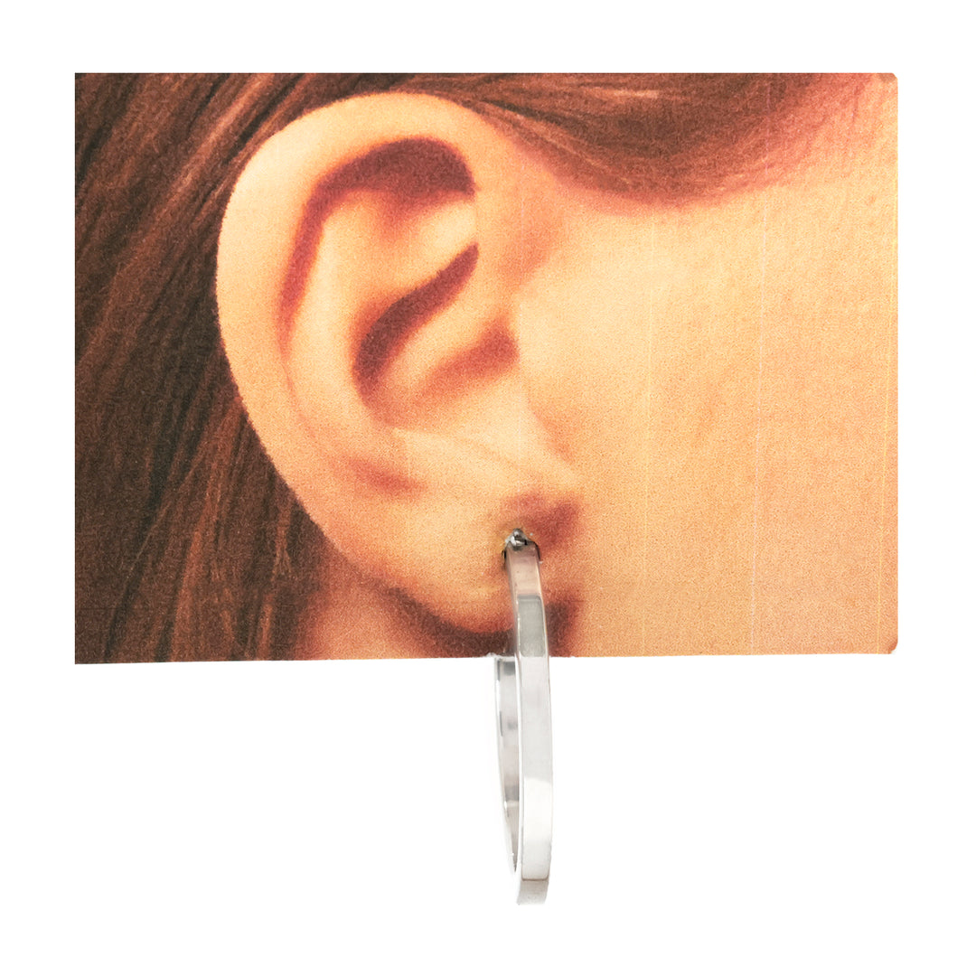 18K Gold Earrings – Slim White Gold Hoop Design – Zero Making Charge