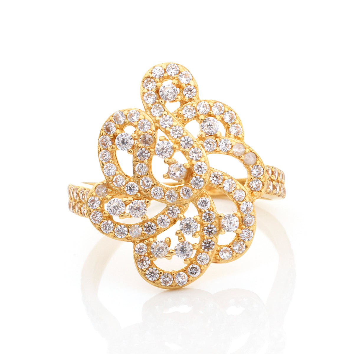 18K Gold Pave Ribbon Swirl Ring - Zero making charge