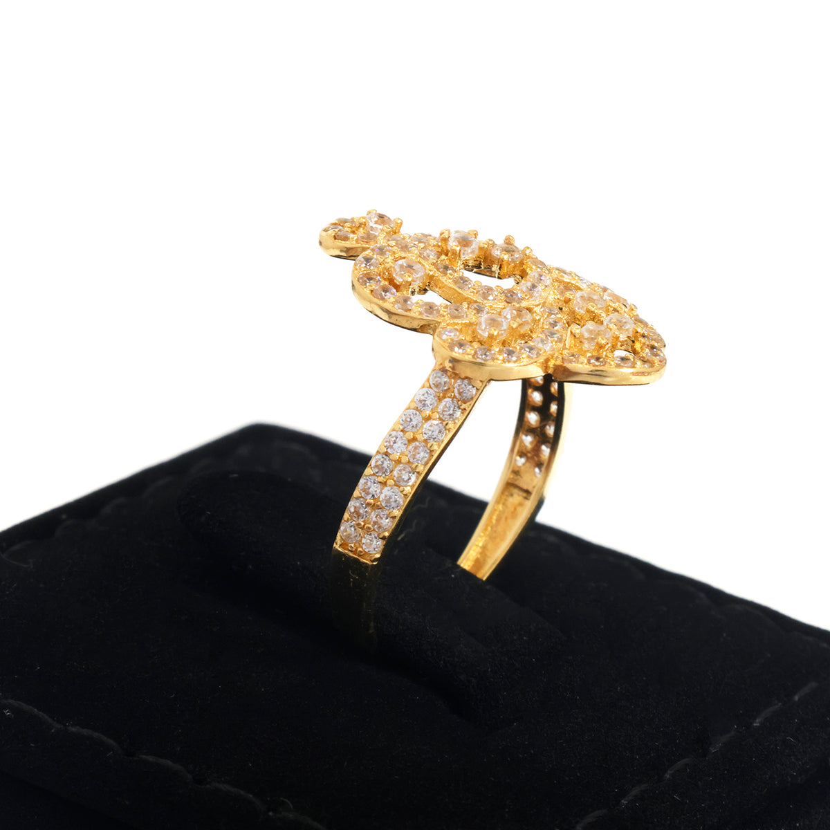 18K Gold Pave Ribbon Swirl Ring - Zero making charge