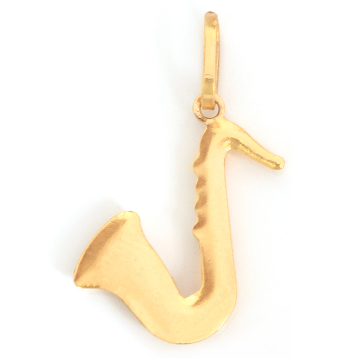 A gold seahorse-shaped pendant charm with a polished finish, shown on a plain white background.