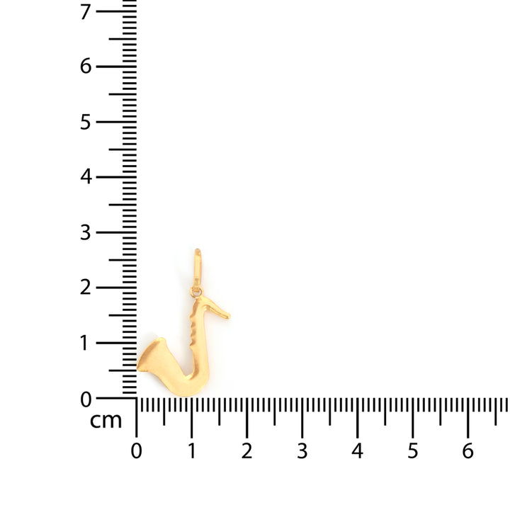 18K Gold Pendant – Curved Saxophone Music Charm