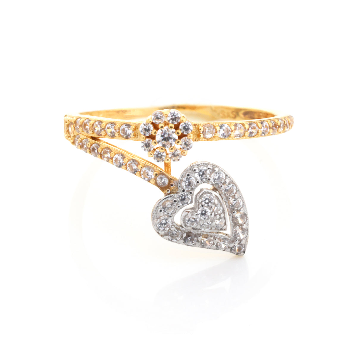 18K Gold Dangling Heart Charm Ring - Zero making charge