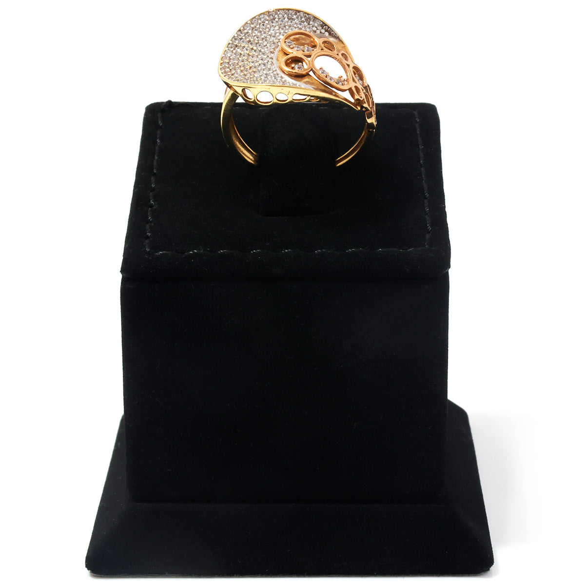18K Gold Pave Halo Statement Ring
