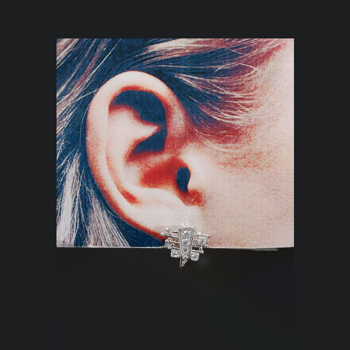 18K Gold CZ Stud Earrings – Modern Geometric Style – Size Reference