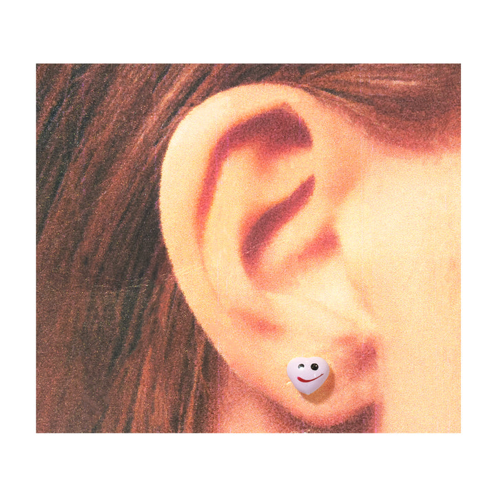 18K Gold Earrings – Playful Smiley Enamel Studs