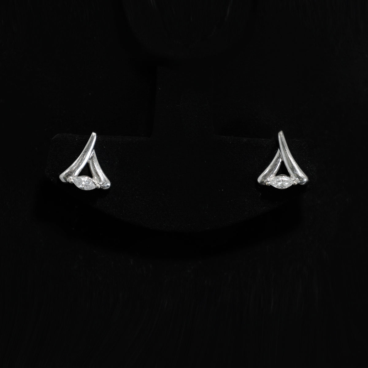 18K Gold CZ Stud Earrings – Modern Minimal Design – Main View