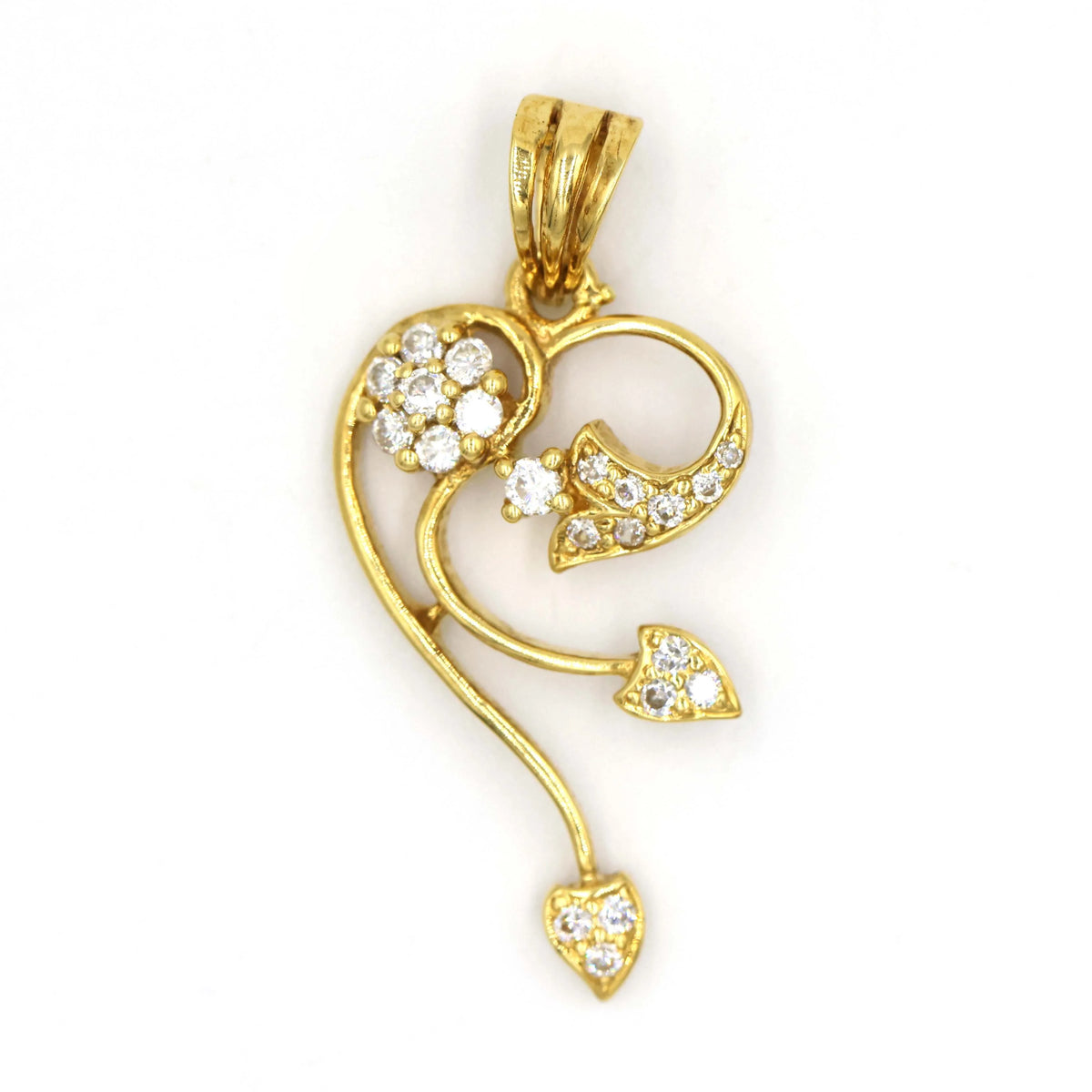 18K Heart Pendant - Floral Design - AL FANAN