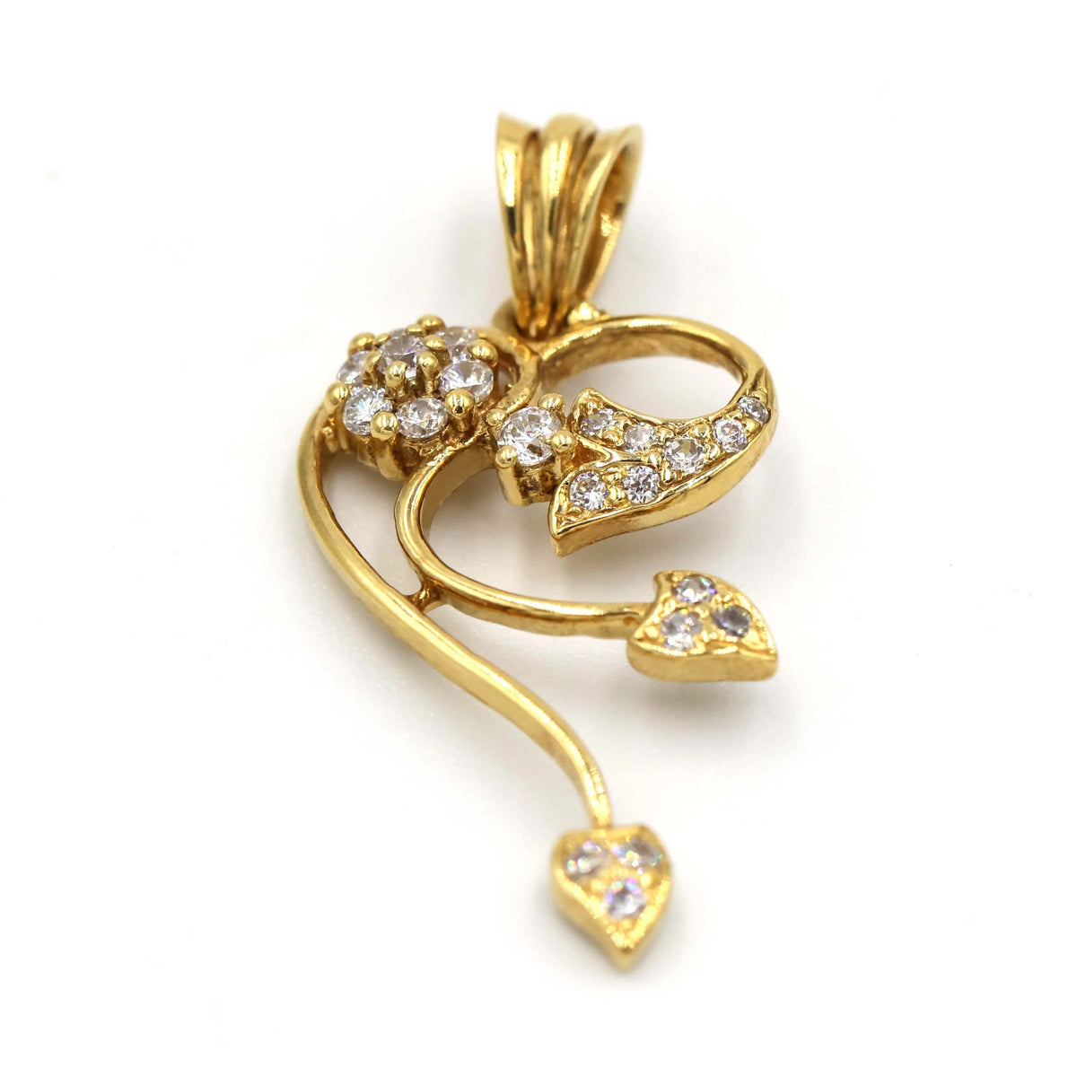 18K Heart Pendant - Floral Design - AL FANAN