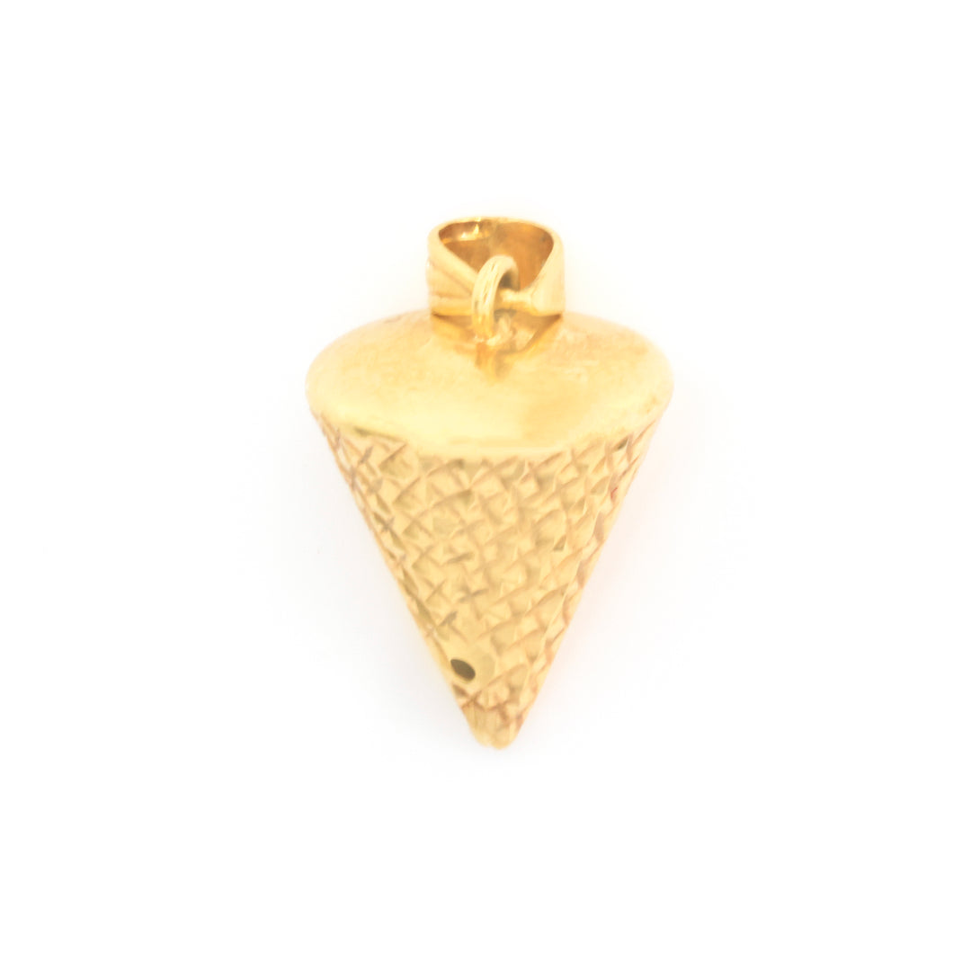 18K Gold Pendant – Textured Triangular Form