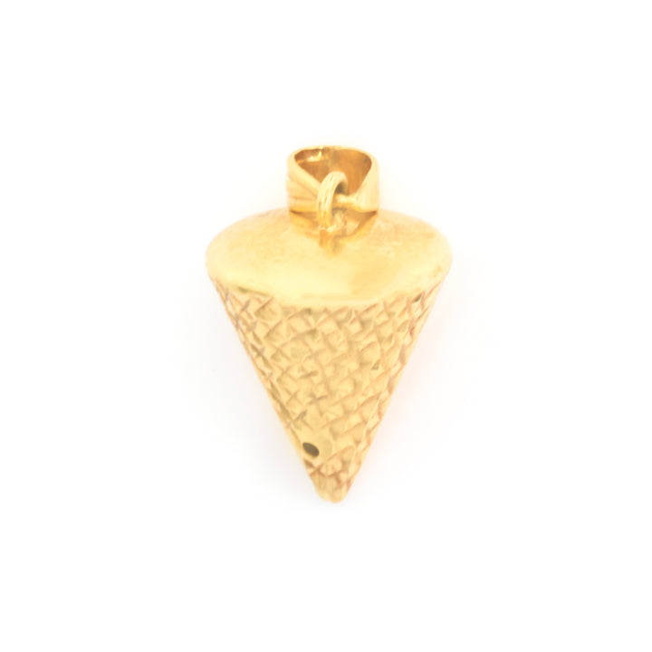 18K Gold Pendant – Textured Triangular Form