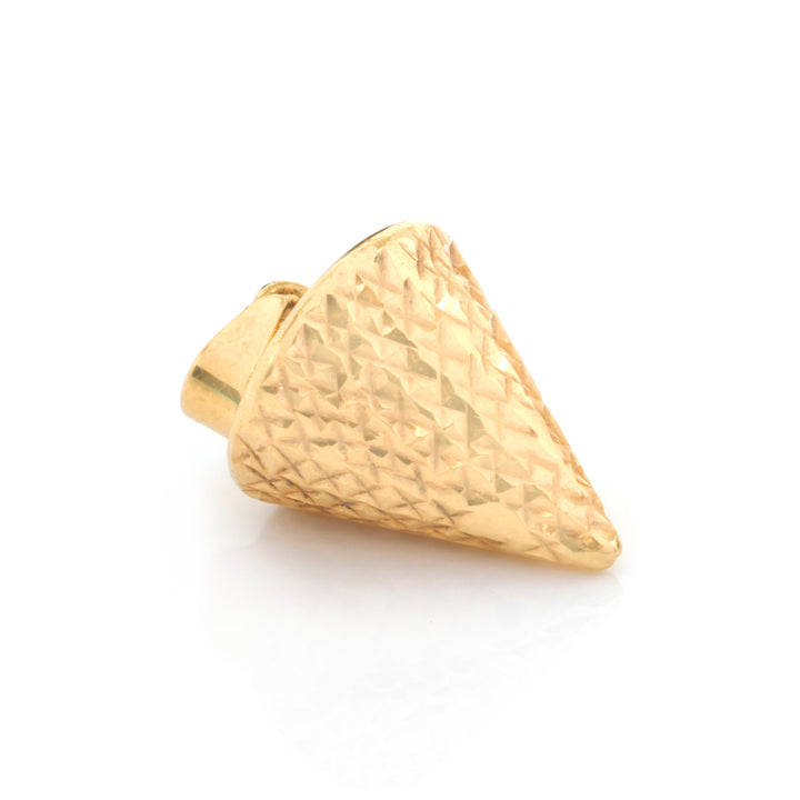 18K Gold Pendant – Crosshatched Tapered Cone