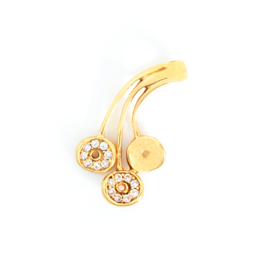 18K Gold Pendant – Triple Circle Stem Motif Design