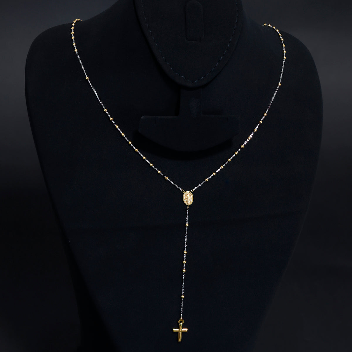 18K Gold Necklace – Cross Design with Chain Finish – Zero Making Charge - Main View