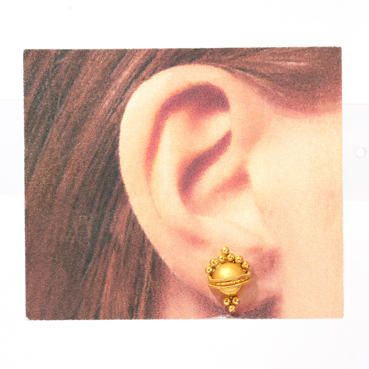 22K Gold Beaded Wire-Wrap Dome Stud Earrings