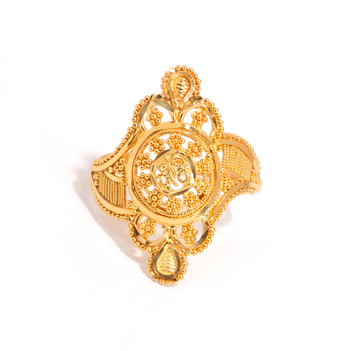 22K Gold Ring – Intricate Filigree Statement – Zero Making Charge - Main View