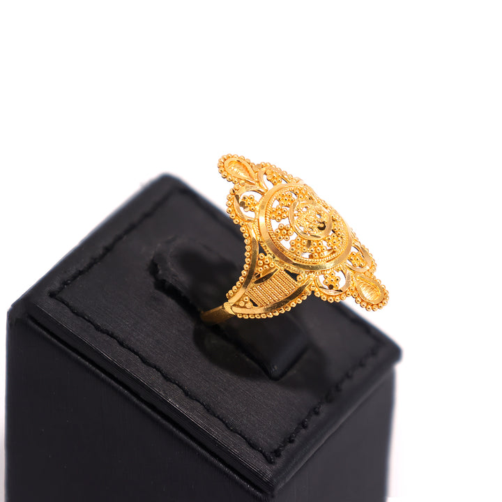 22K Gold Ring – Intricate Filigree Statement – Zero Making Charge - Side Angle