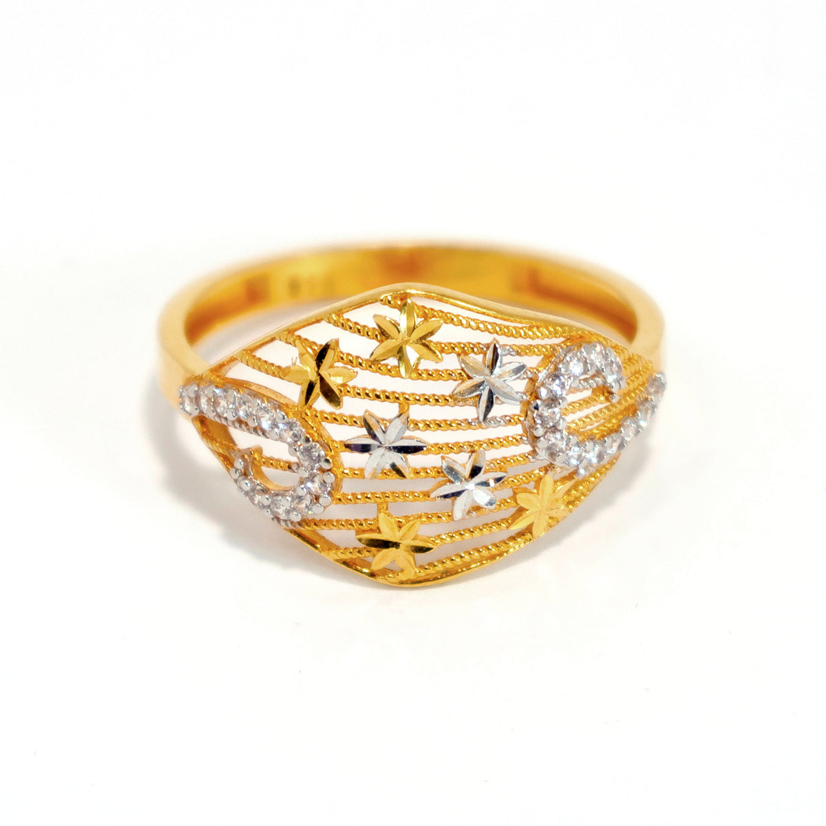 22K Gold Ring – classic textured band ring design – Zero Making Charge - Close View