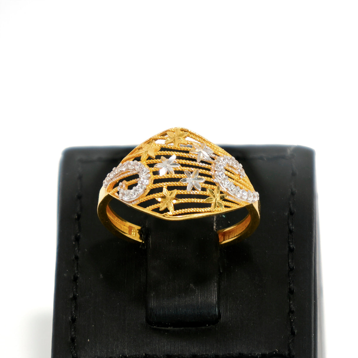 22K Gold Ring – classic textured band ring design – Zero Making Charge - Main View