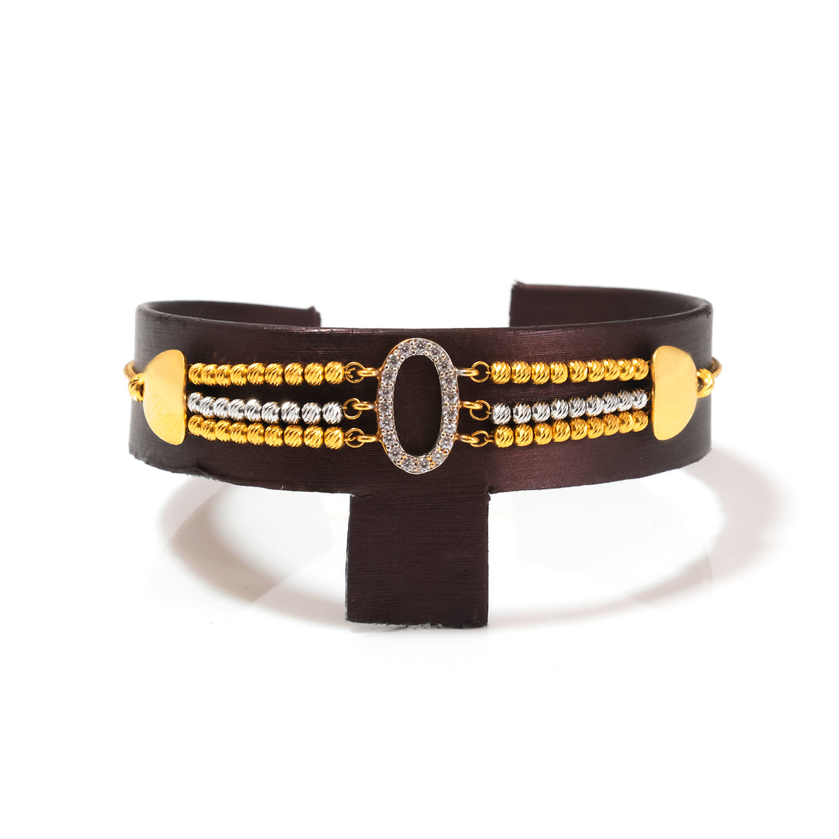 22K Gold Multi-Tone Bead Cuff Bracelet