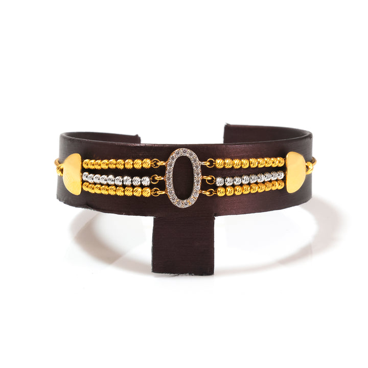 22K Gold Multi-Tone Bead Cuff Bracelet