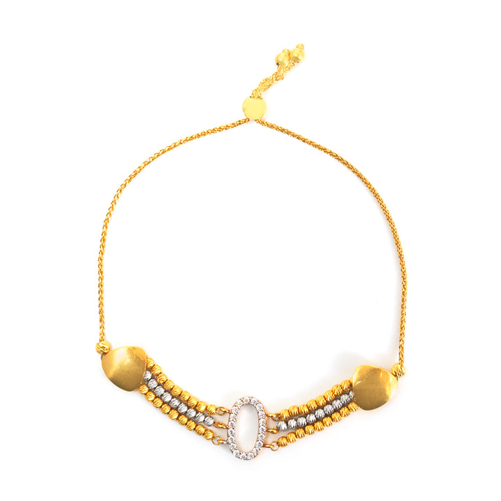 22K Gold Multi-Tone Bead Cuff Bracelet