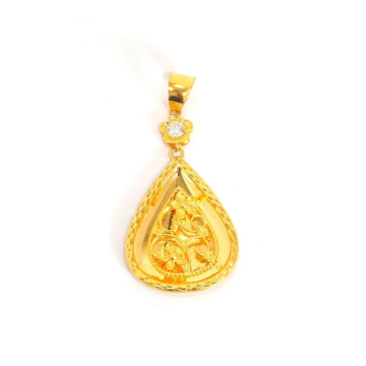 22K Gold Pendant – Refined Elongated Drop – Zero Making Charge - Main View
