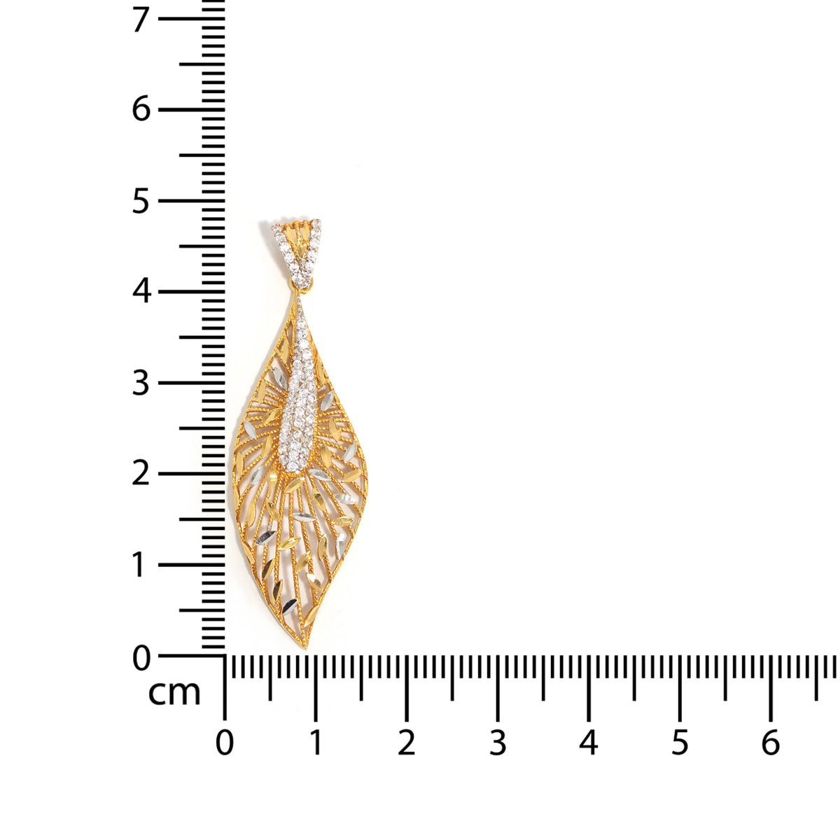 22K Gold Pendant – stone-accent detail, two-tone styling – Size Reference