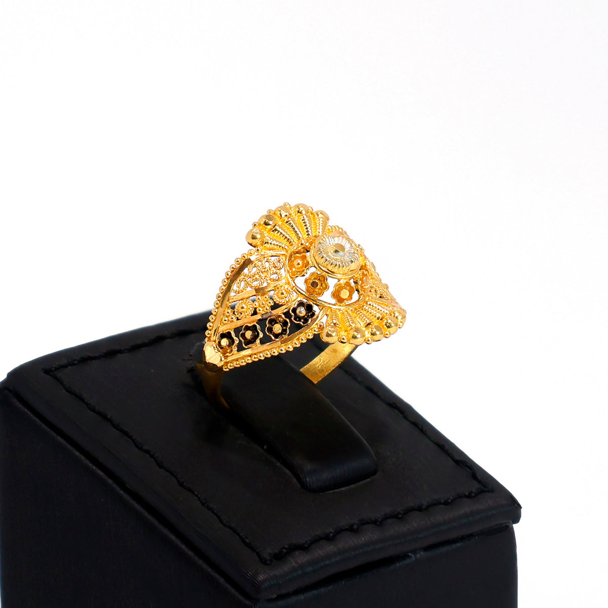 22K Gold Ring – Two-tone band ring – Zero Making Charge - Side Angle