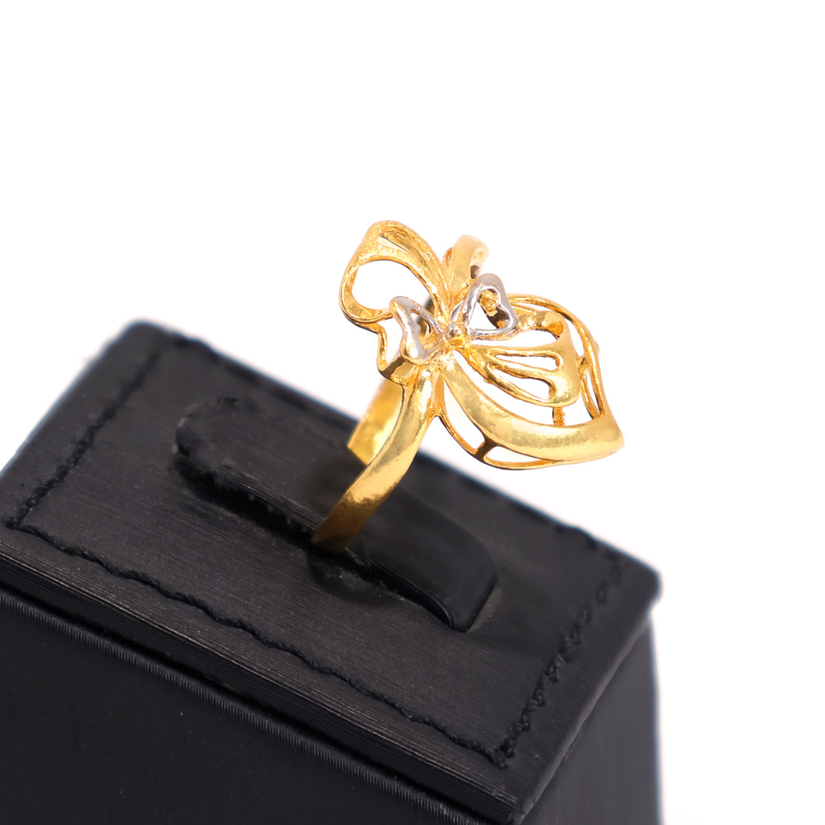 22K Gold Ring – Butterfly Openwork Design – Zero Making Charge - Side Angle