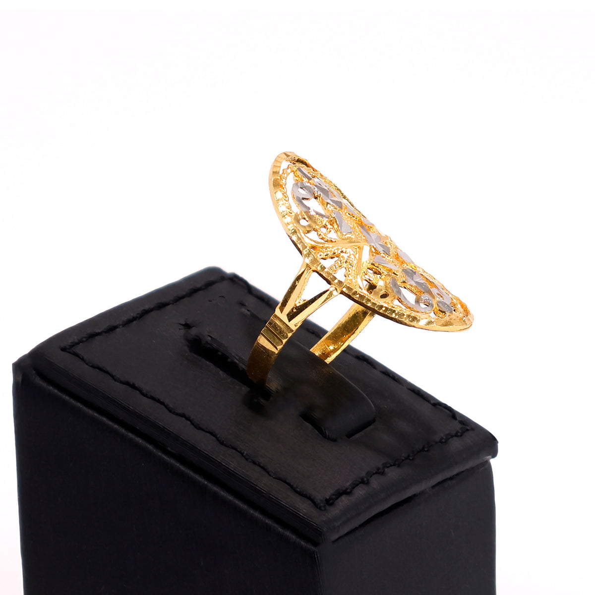 22K Gold Ring – Two-tone band ring – Zero Making Charge - Side Angle