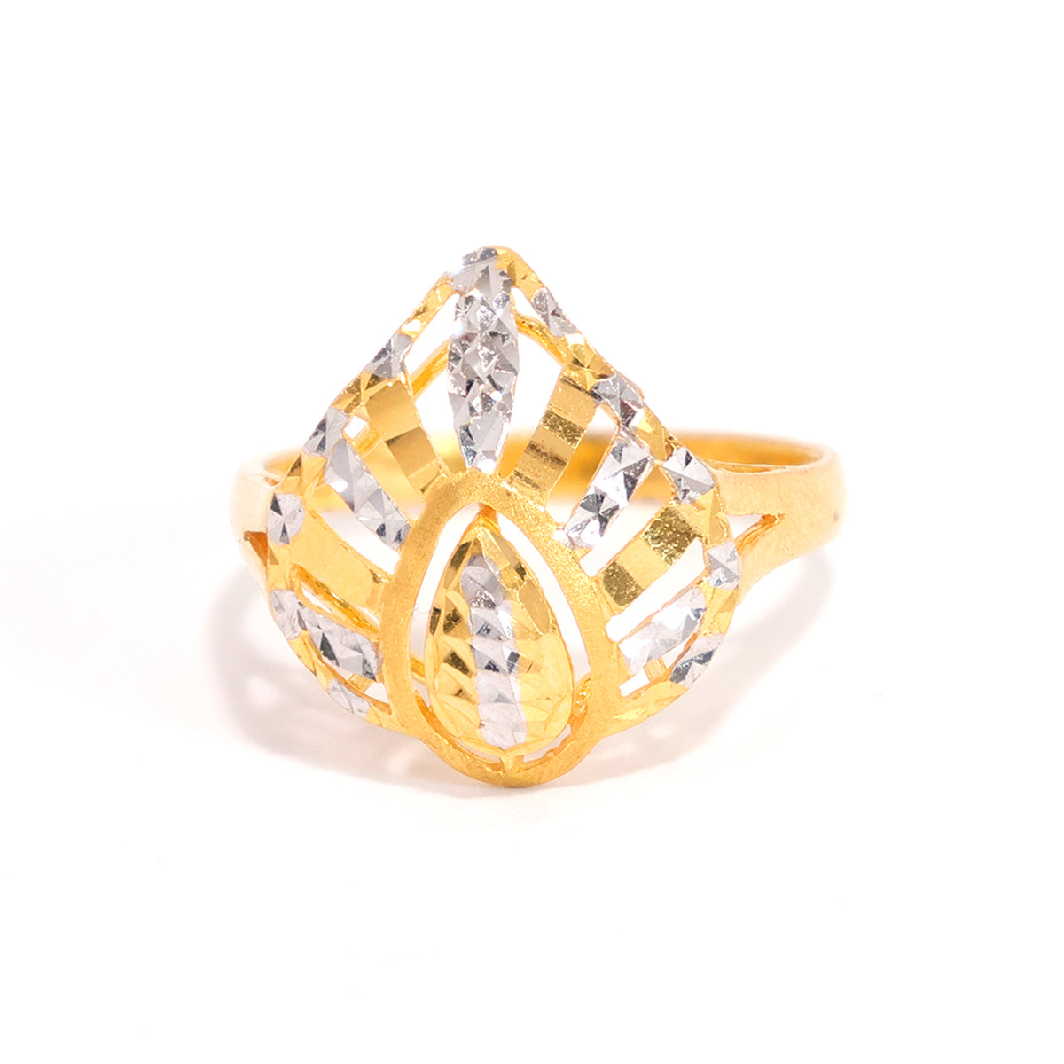 22K Gold Ring – Lattice Teardrop Shield – Zero Making Charge - Main View